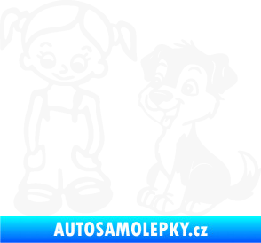 Samolepka Dítě v autě 099 levá holčička a pes bílá