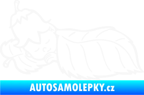Samolepka Dítě v autě 107 levá spinká na lístečku bílá