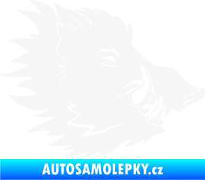 Samolepka Divoké prase 001 pravá kanec hlava bílá