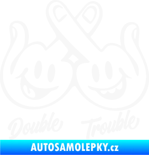 Samolepka Double trouble smajlíci f*ck bílá