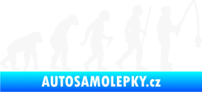 Samolepka Evoluce 005 rybář pravá bílá