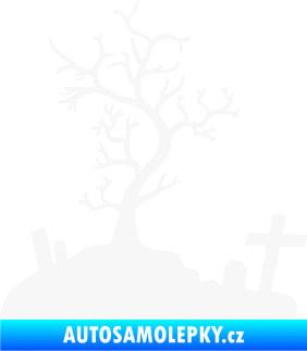 Samolepka Halloween 019 levá hřbitov bílá