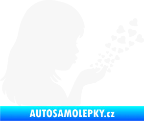 Samolepka Holčička se srdíčky pravá bílá