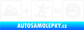 Samolepka Hory + snowboard = veselý smajlík bílá