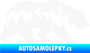 Samolepka Hory s medvědem pravá bílá