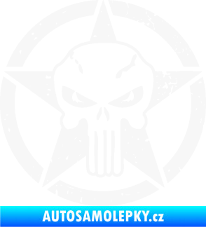 Samolepka Hvězda army 011 levá s lebkou bílá