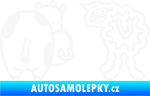 Samolepka JDM kravička a ovečka 001 levá bílá