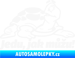 Samolepka Jedu, jak můžu! 001 pravá nápis se želvou bílá