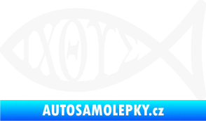 Samolepka Jesus rybička 004 křesťanský symbol znaky bílá
