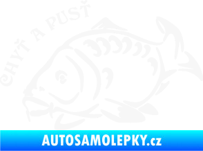 Samolepka Kapr 007 chyť a pusť bílá