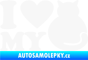 Samolepka Kočka 033 I love my cat bílá