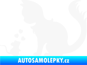 Samolepka Kočka s myší 002 levá bílá