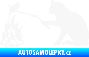 Samolepka Kočka s myší levá bílá