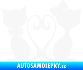 Samolepka Kočky love 002 levá spletené ocásky bílá