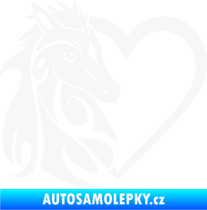 Samolepka Koník love 001 levá hříbátko v srdíčku bílá