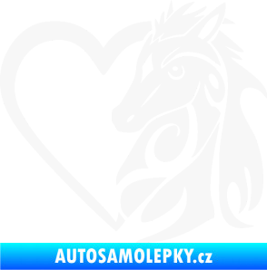 Samolepka Koník love 001 pravá hříbátko v srdíčku bílá