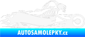 Samolepka Kostra na motorce s plameny pravá bílá
