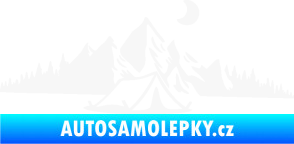 Samolepka Krajina hory 023 pravá kempování bílá