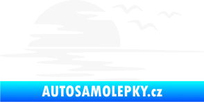 Samolepka Krajina moře 003 levá západ slunce odraz na hladině bílá