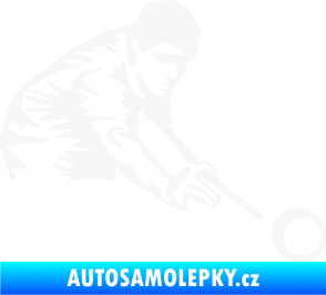 Samolepka Kulečník 001 pravá hráč s tágem bílá