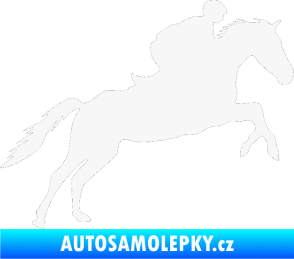 Samolepka Kůň 019 pravá jezdec v sedle bílá