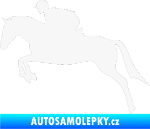 Samolepka Kůň 020 levá skok s jezdcem bílá