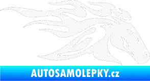 Samolepka Kůň 022 pravá hlava s plameny bílá