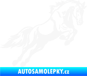 Samolepka Kůň 050 pravá ve skoku bílá