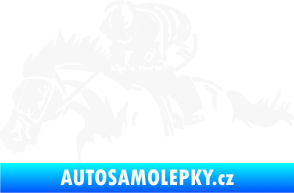Samolepka Kůň 075 levá závod s jezdcem, dostihy bílá