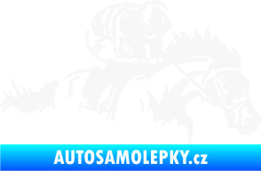 Samolepka Kůň 075 pravá závod s jezdcem, dostihy bílá