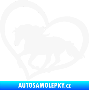 Samolepka Kůň 087  levá v srdíčku bílá