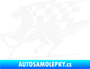 Samolepka Kůň racing 001 levá se šachovnicí bílá