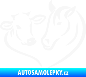 Samolepka Kůň s kravičkou v srdíčku pravá láska ke zvířatům bílá