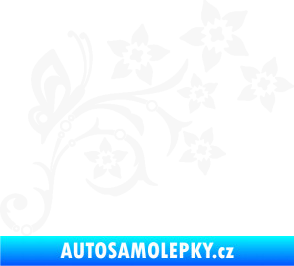 Samolepka Květina dekor 047 pravá s motýlem bílá