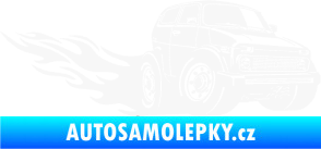 Samolepka Lada auto s plameny pravá bílá