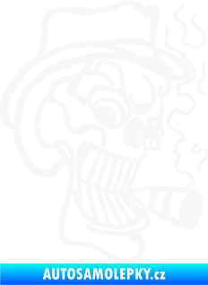 Samolepka Lebka 020 pravá crazy s cigaretou bílá