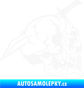 Samolepka Lebka 031 pravá probodnutá nožem bílá