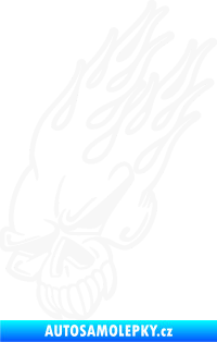 Samolepka Lebka 041 levá v plamenech bílá