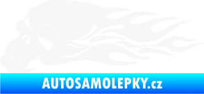 Samolepka Lebka 050 levá v plamenech bílá
