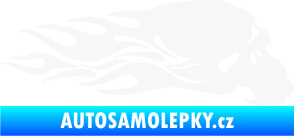 Samolepka Lebka 050 pravá v plamenech bílá