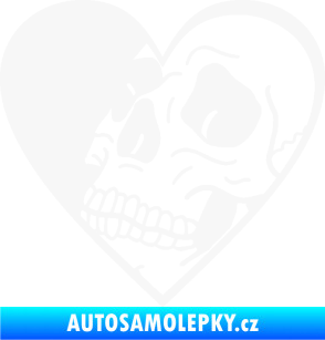 Samolepka Lebka 062 levá v srdíčku bílá