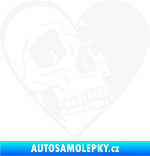 Samolepka Lebka 062 pravá v srdíčku bílá
