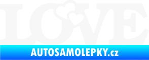 Samolepka Love 001 nápis se srdíčky bílá