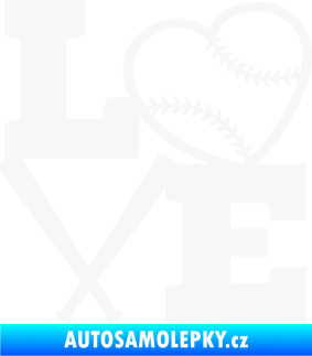 Samolepka Love baseball bílá