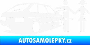 Samolepka Love car love girl levá bílá