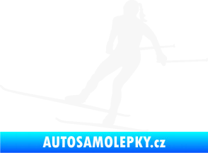 Samolepka Lyžařka 001 levá běh na lyžích bílá