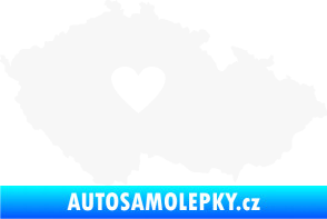 Samolepka Mapa České republiky 002 srdce bílá