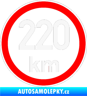 Samolepka Maximální rychlost 220km - nejvyšší konstrukční rychlost bílá