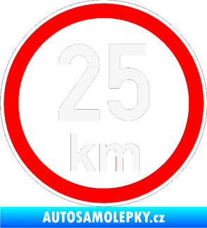 Samolepka Maximální rychlost 25km - nejvyšší konstrukční rychlost bílá