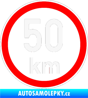 Samolepka Maximální rychlost 50km - nejvyšší konstrukční rychlost bílá
